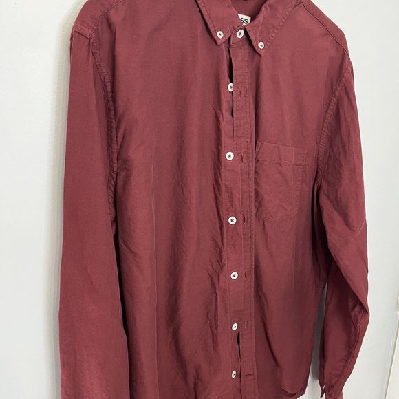 Express Classic Soft Wash Maroon Red Men's Button Down Shirt Long Sleeve VGCond - Picture 2 of 7